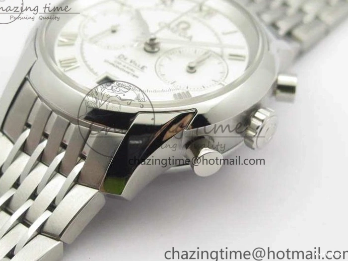 0409 HighQuality De Ville Chronograph SS OMF 1:1 Best Edition White Dial On SS Bracelet A 8151